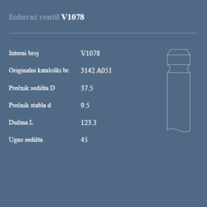 AUTOVVENTIL V1078 IZDUVNI VENTIL PERKINS 3142 A 051