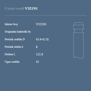 AUTOVENTIL V321N1 USISNI VENTIL IVECO ZASTAVA 624 +0.5 S