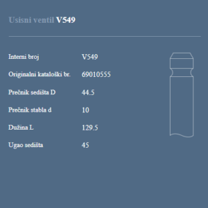 AUTOVENTIL V549 USISNI VENTIL ZETOR 5011 6011 7011