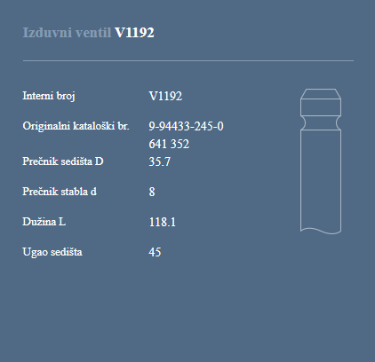 AUTOVENTIL V1192 IZ.VEN. ISUZU TROPER 2.8
