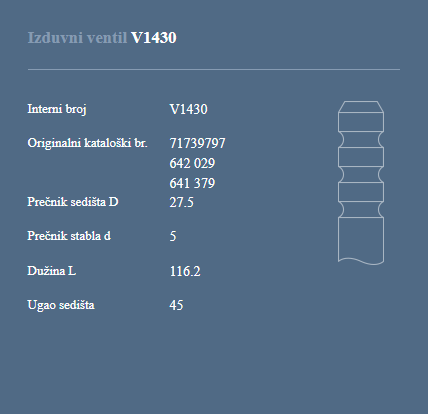 AUTOVENTIL V1430 IZ.VEN.OPEL ASTRA 1.8 16V