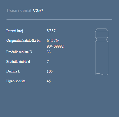 AUTOVENTIL V357 US.VEN.OPEL 1.2/1.3B