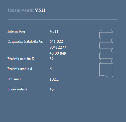 AUTOVENTIL V511 US.VEN.OPEL 1.8-16V.2.5-24V