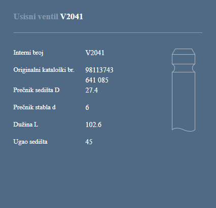 AUTOVENTIL V2041 US.VEN.OPEL ASTRA 1.7 CDTI