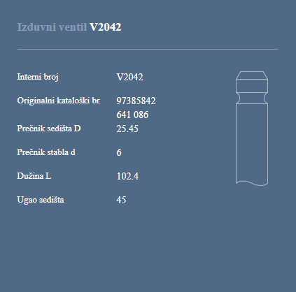 AUTOVENTIL V2042 IZ.VEN.OPEL ASTRA 1.7 CDTI