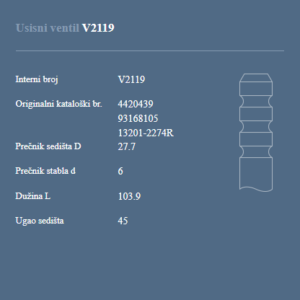 AUTOVENTIL OPEL MOVANO 2.3D USISNI