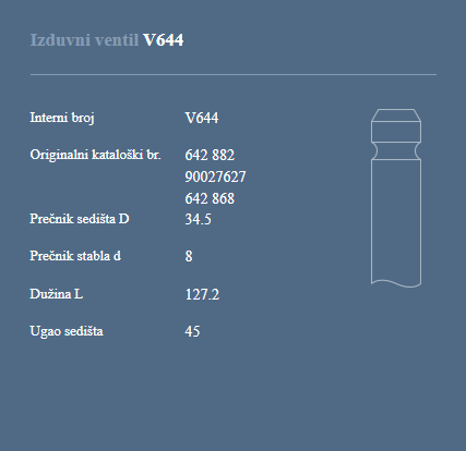AUTOVENTIL V644 IZ.VEN.OPEL 2.0/2.3 D