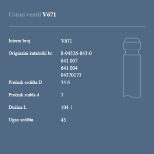 AUTOVENTIL V671 US.VEN.OPEL 1.5D/TD.1.7TD