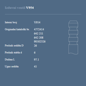 AUTOVENTIL V954 IZ.VEN.OPEL 2.0 I-16V TURBO