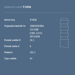 AUTOVENTIL V1026 IZ.VEN FORD 1.6 ZETEC-S