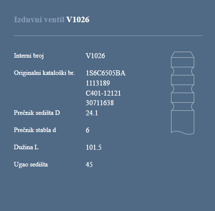 AUTOVENTIL V1026 IZ.VEN FORD 1.6 ZETEC-S