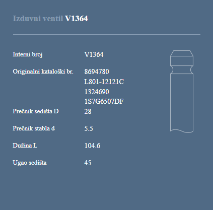 AUTOVENTIL V1364 IZ.VEN.FORD MONDEO 1.8 16V