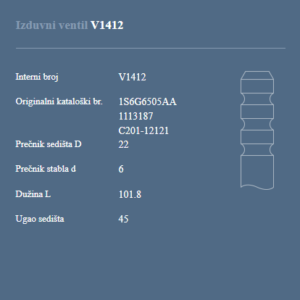AUTOVENTIL V1412 IZ.VEN.FORD FIESTA 1.25 16V