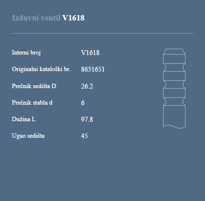 AUTOVENTIL V1618 IZDUVNI VENTIL VOLVO DIESEL C30 2.4D