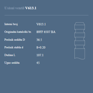 AUTOVENTIL V613.1 US.VENT.FORD 1.8 D 1 SPEC.