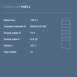 AUTOVENTIL V615.1 US.VEN.FORD 1.6 D 1 SPEC.