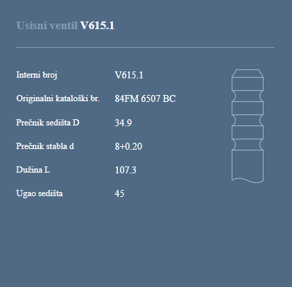 AUTOVENTIL V615.1 US.VEN.FORD 1.6 D 1 SPEC.