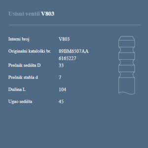 AUTOVENTIL V803 US.VEN.FORD 1.0/1.1 FIESTA.ESCORT