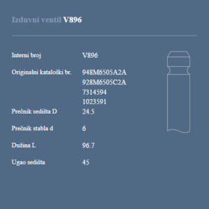 AUTOVENTIL V896 IZ.VEN.FORD 1.4I/1.6I-16V.ZETEC-SE