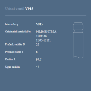 AUTOVENTIL V915 US.VEN.FORD 1.25 L 16V.ZETEC-SE