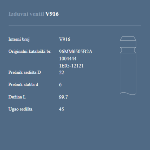AUTOVENTIL V916 IZ.VEN. FORD 1.25L-16V.ZETEC-SE