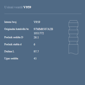 AUTOVENTIL V959 US.VEN.FORD 1.25L 16V.ZETEC-SE
