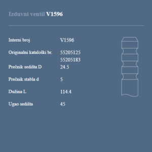 AUTOVENTIL V1596 IZDUVNI VENTIL FIAT BRAVO 1.6 MJT 16V