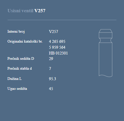 AUTOVENTIL V257 US.VEN.ZASTAVA-102/YUGO 45