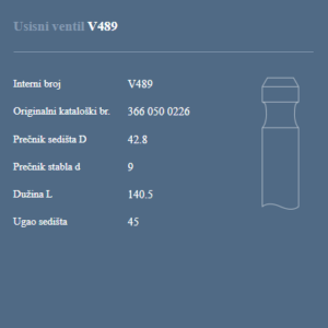 AUTOVENTIL V489 USISNI VENTIL MERCEDES 366050022
