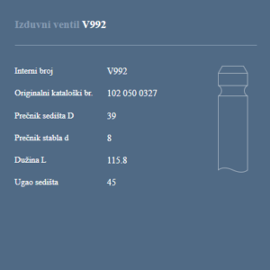 AUTOVENTIL V992 IZ.VEN.MERCEDES 190-230 M102 2.0