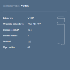 AUTOVENTIL V1036 IZ.VEN.RENAULT SAFRANE 1.9/2.2