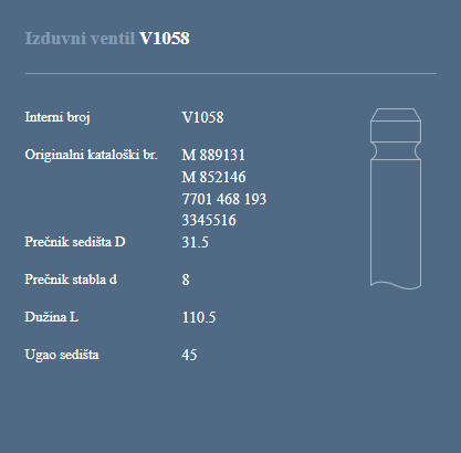 AUTOVENTIL V1058 IZ. VEN. RENAULT MEGAN/CLIO 1.9D
