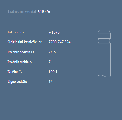 AUTOVENTIL V1076 IZ.VEN. R19 1.8. CLIO 1.8 16V