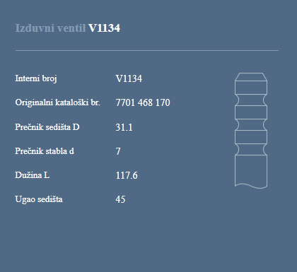 AUTOVENTIL V1134 IZ.VEN. RENAULT LAGUNA 2.2 D