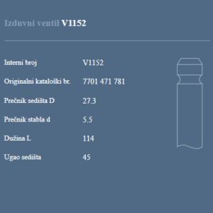 AUTOVENTIL V1152 IZ. VEN. RENAULT 2.0 16V