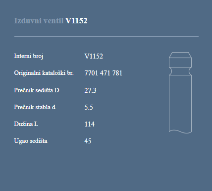 AUTOVENTIL V1152 IZ. VEN. RENAULT 2.0 16V