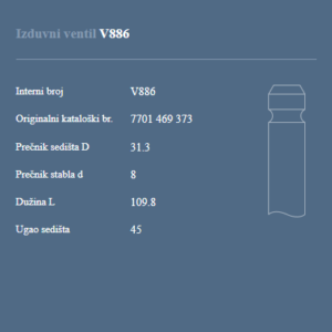 AUTOVENTIL V886 IZ. VEN. MEGAN 1.9 D.CLIO 1.9D