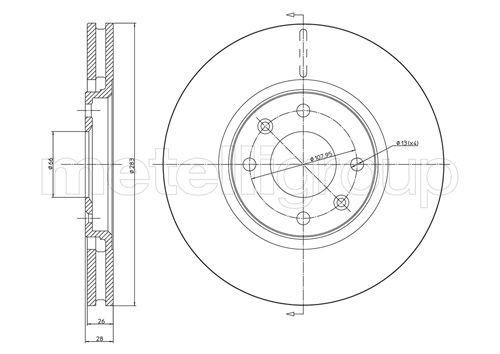 KOCIONI DISK PSA XANTIA/406 283MM metelli