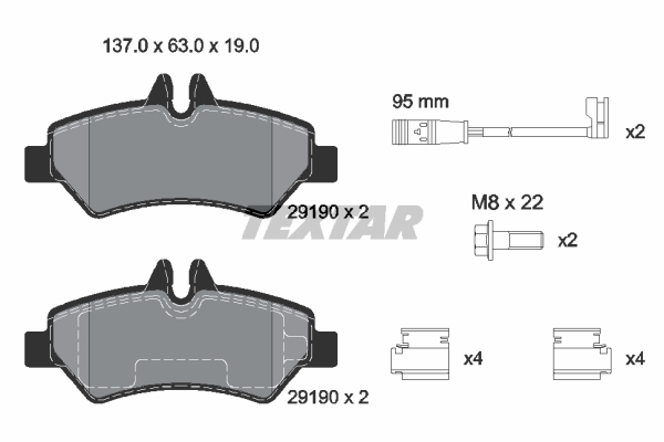 DISK PL. MERCEDES/VW SPRINTER/CRAFTER 06+ 2 KABLA textar.