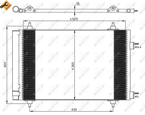 HLADNJAK KLIME CITROEN PEUGEOT 535X361X12 SA SUSACEM RAVNI nrf