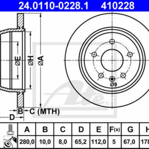 KOCIONI DISK ZAD. MERCEDES FI 280 MM 5 RUPA VITO 96-03 G. ate