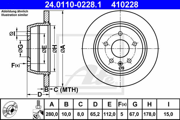 KOCIONI DISK ZAD. MERCEDES FI 280 MM 5 RUPA VITO 96-03 G. ate