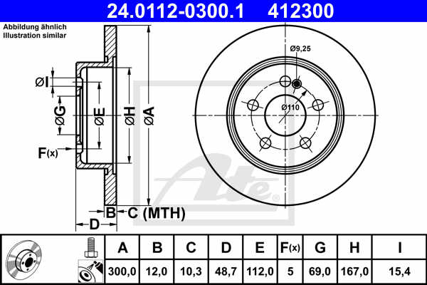 KOCIONI DISK ZAD. MERCEDES C-CLASS W205 FI 300 ate
