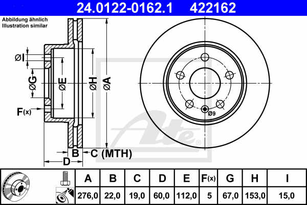 KOCIONI DISK PREDNJI MERCEDES FI276MM VITO ate