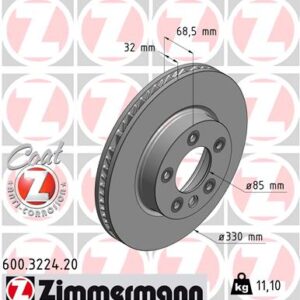 KOCIONI DISK PR.LIJEVI FI 330 MM VW TOUREG 02-10 G./CAYENNE zimmermann