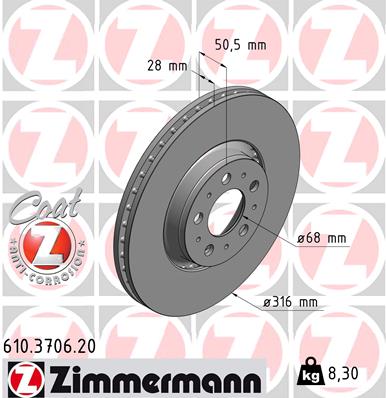 KOCIONI DISK VOLVO S60 V70 XC90 Zimmermann
