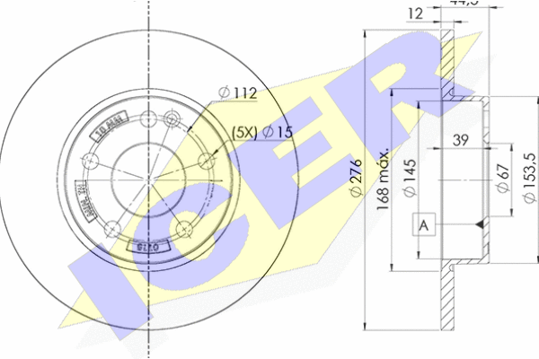 KOCIONI DISK MERCEDES A/B KLASA 276 MM PREDNJI icer