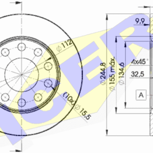 KOCIONI DISK ZAD. AUDI FI 245 MM 5 RUPA A4/A-80 91-04 G.