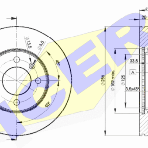 KOCIONI DISK VW 256X20 MM 4 RUPE VENT.G-3 1.9 TDI/PASSAT 88-97 G.