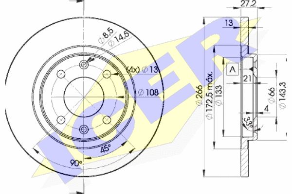 KOCIONI DISK PSA C3/BERLINGO/PARTNER 266MM carbon plus